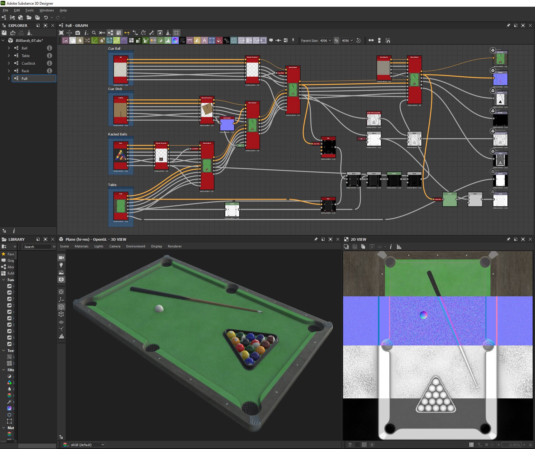 Billiards Table - 100% Substance Designer: Substance Designer Graph Setup