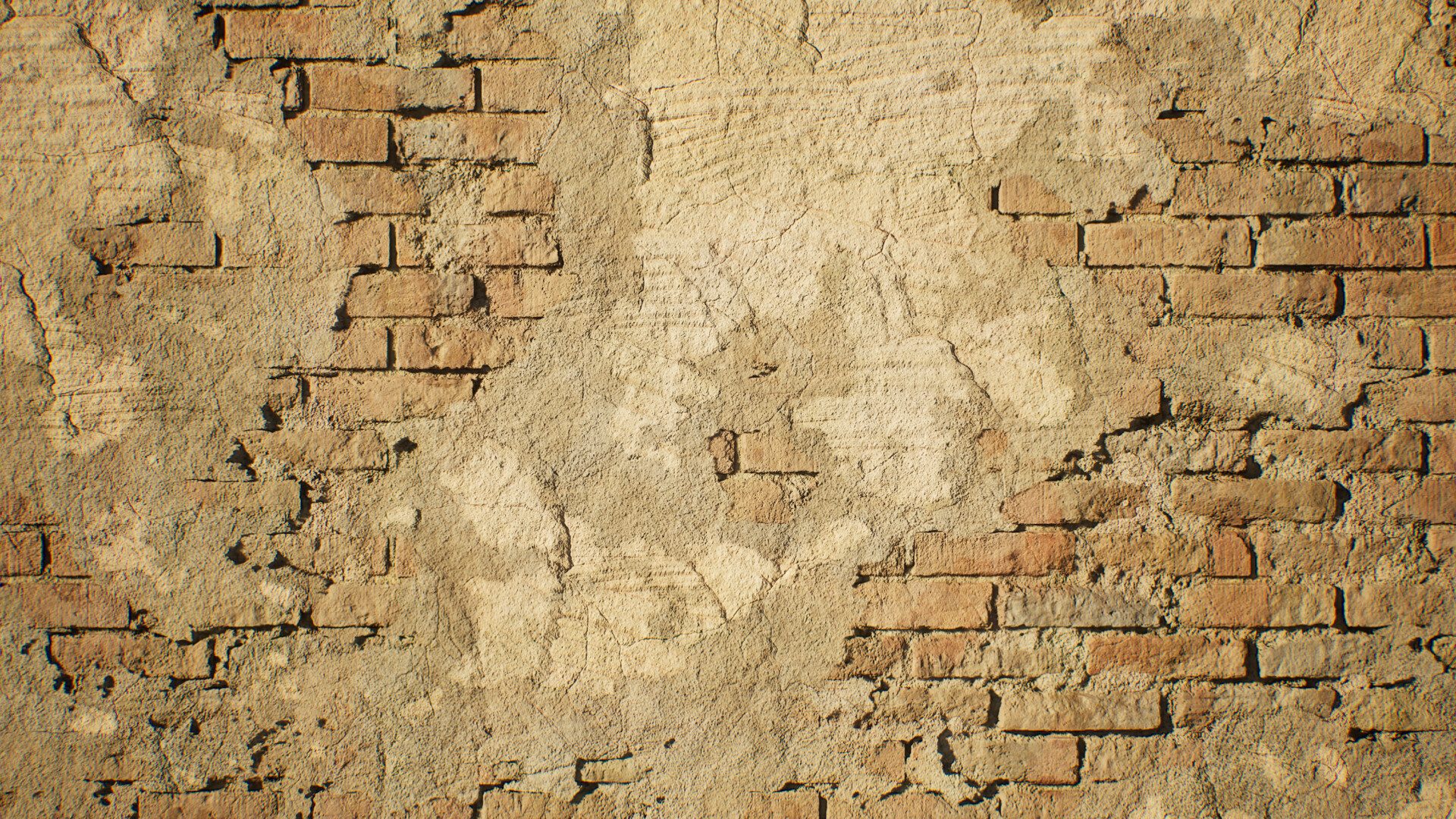 Brick/Stucco Wall Blend: Base Brick + Worn Brick + Worn Stucco + Paved Stucco