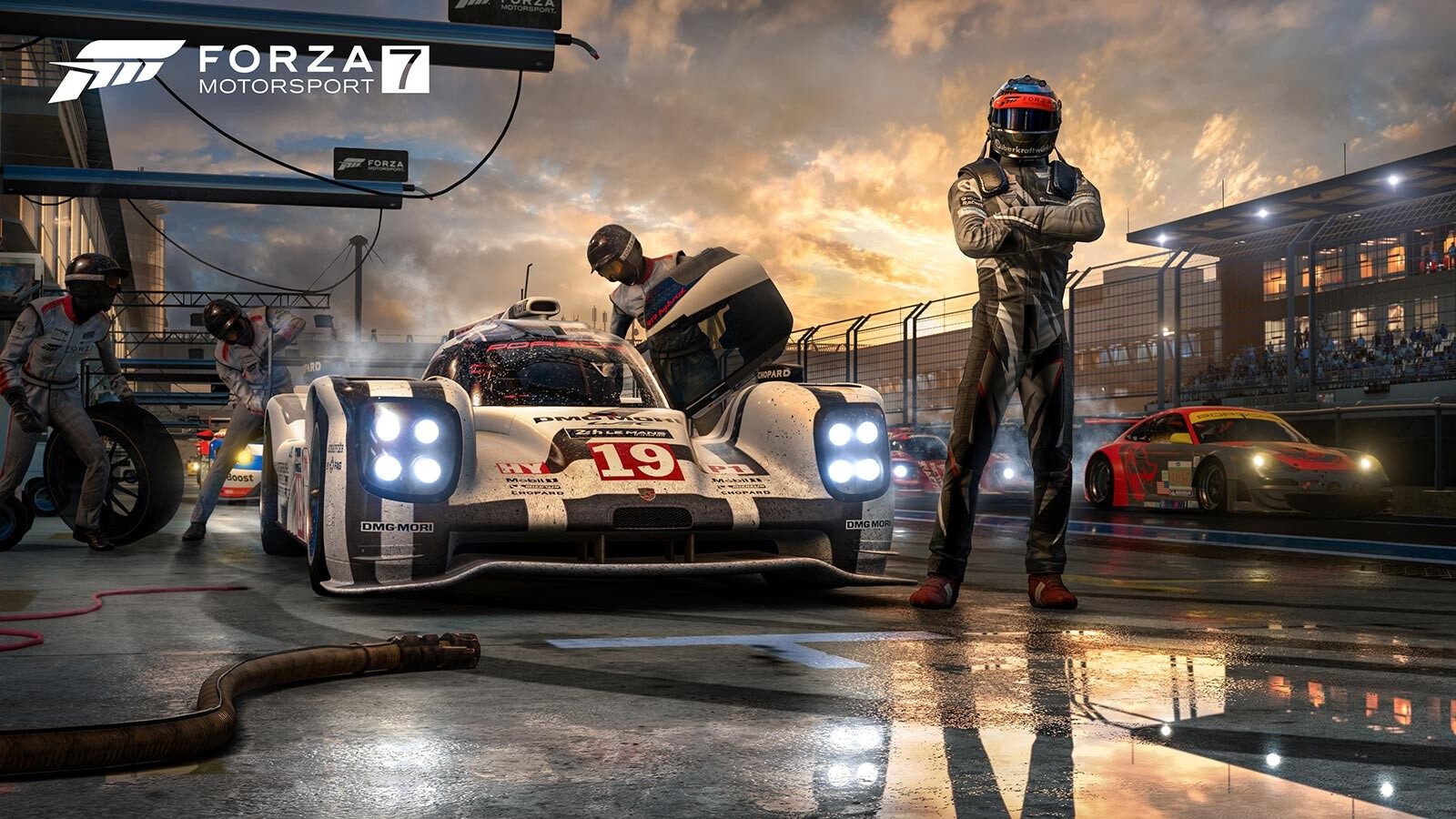 Forza Motorsport 7: Marketing screenshot - shows weather and wetness work driven by the shader.