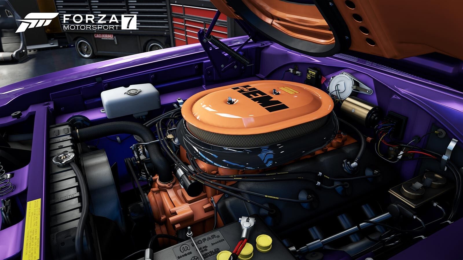 Forza Motorsport 7: Engine bay material work.