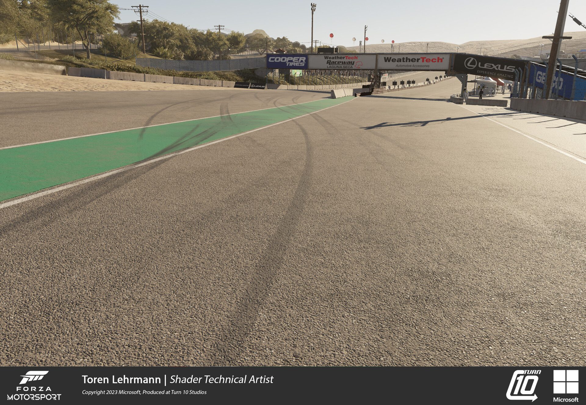Forza Motorsport - Technical Art & Look Development: The earlier photogrammetry and reference examples helped guide the overall road surface treatment.