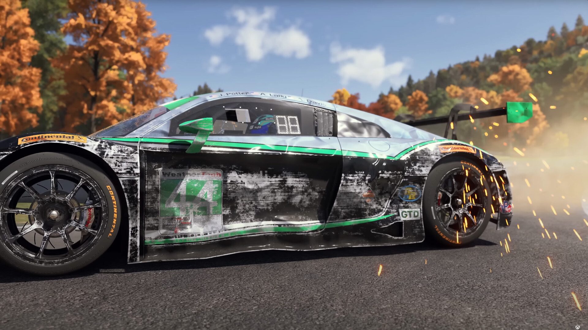 Forza Motorsport - Xbox Showcase 2022: Another example of the bespoke scrape texture and shader effects in action.